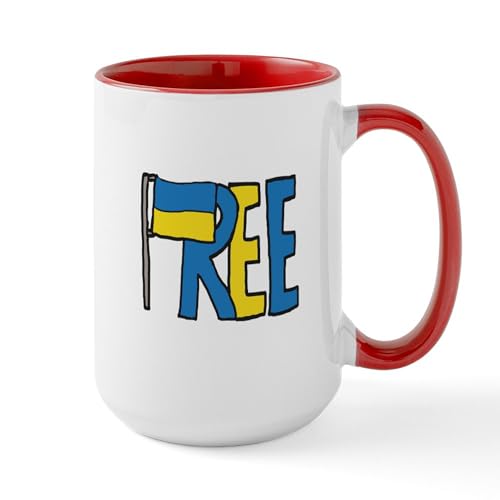 White/Red Inside - Free Ukraine Mugs