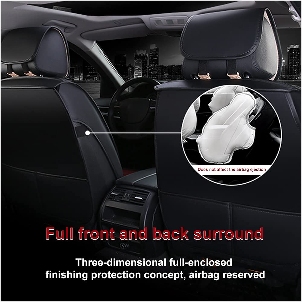 Premium Universal Leather Car Seat Covers - Waterproof, Airbag Compatible & Wear Resistant (Beige) - 2-Piece Set with Comfort Pillow | Perfect for SUVs, Sedans & Trucks | Enhances Interior Style & Protection