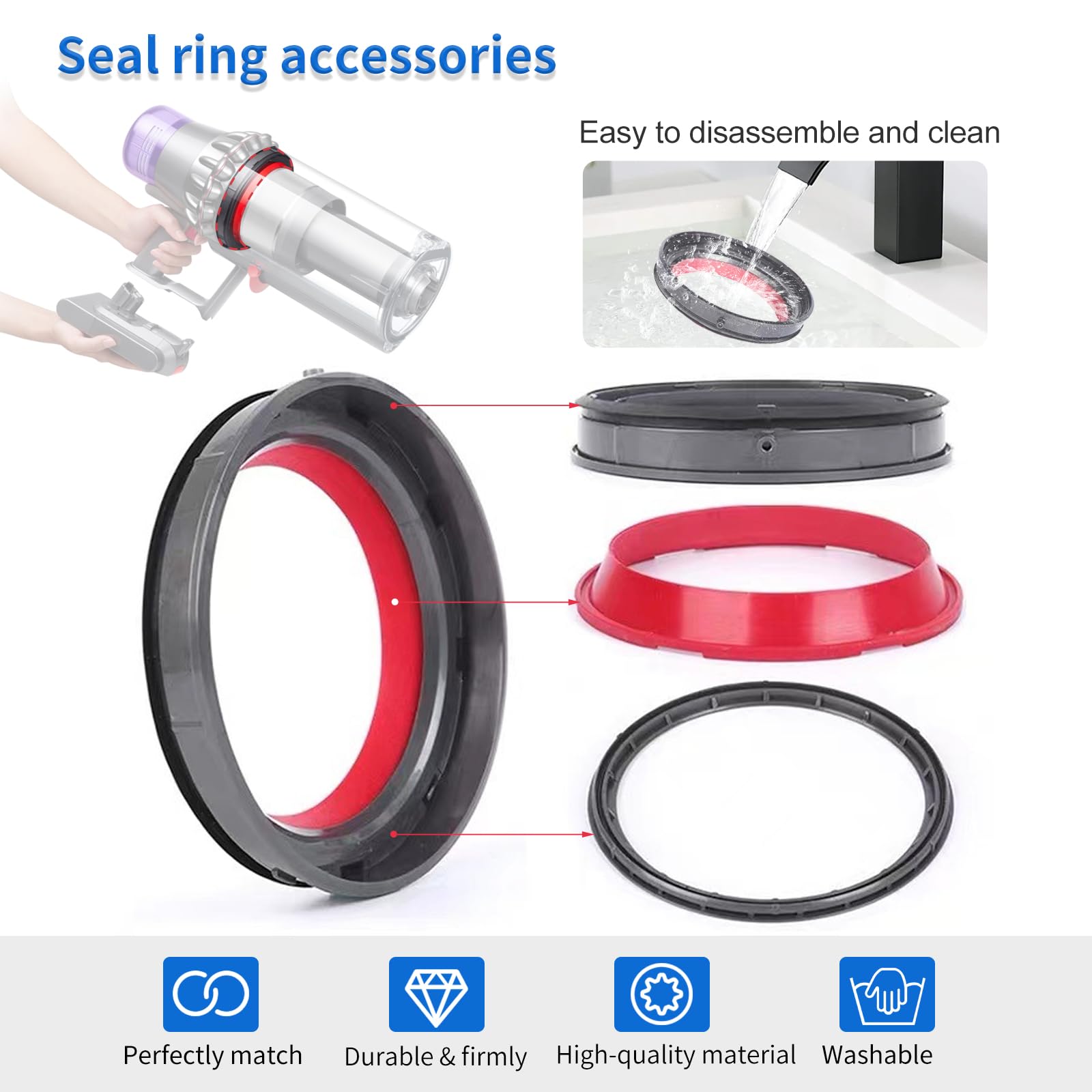 Dyson V11 V15 SV14 SV15 SV22 Vacuum Cleaner Dust Bin Top Fixed Sealing Ring Replacement | Dust Bucket & Dirt Cup Repair Accessories | Perfect for Home Cleaning & Vacuum Maintenance