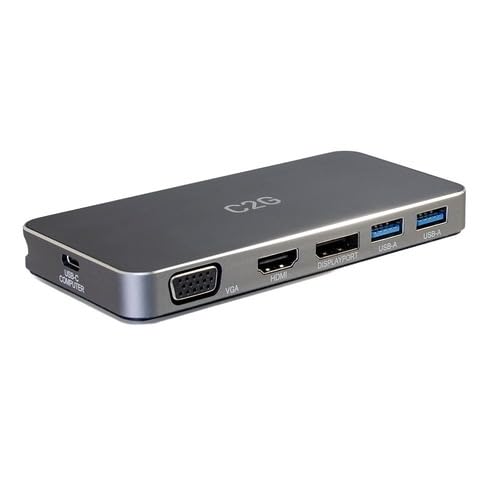 C2G Dual Monitor Docking Station - USB C to 4K HDMI, DisplayPort & VGA - MST Hub for Laptops - Thunderbolt 3 & USB-C Compatible - HDMI, DP, VGA Adapter (Renewed) - Perfect for Home Office & Multi-Screen Workstations