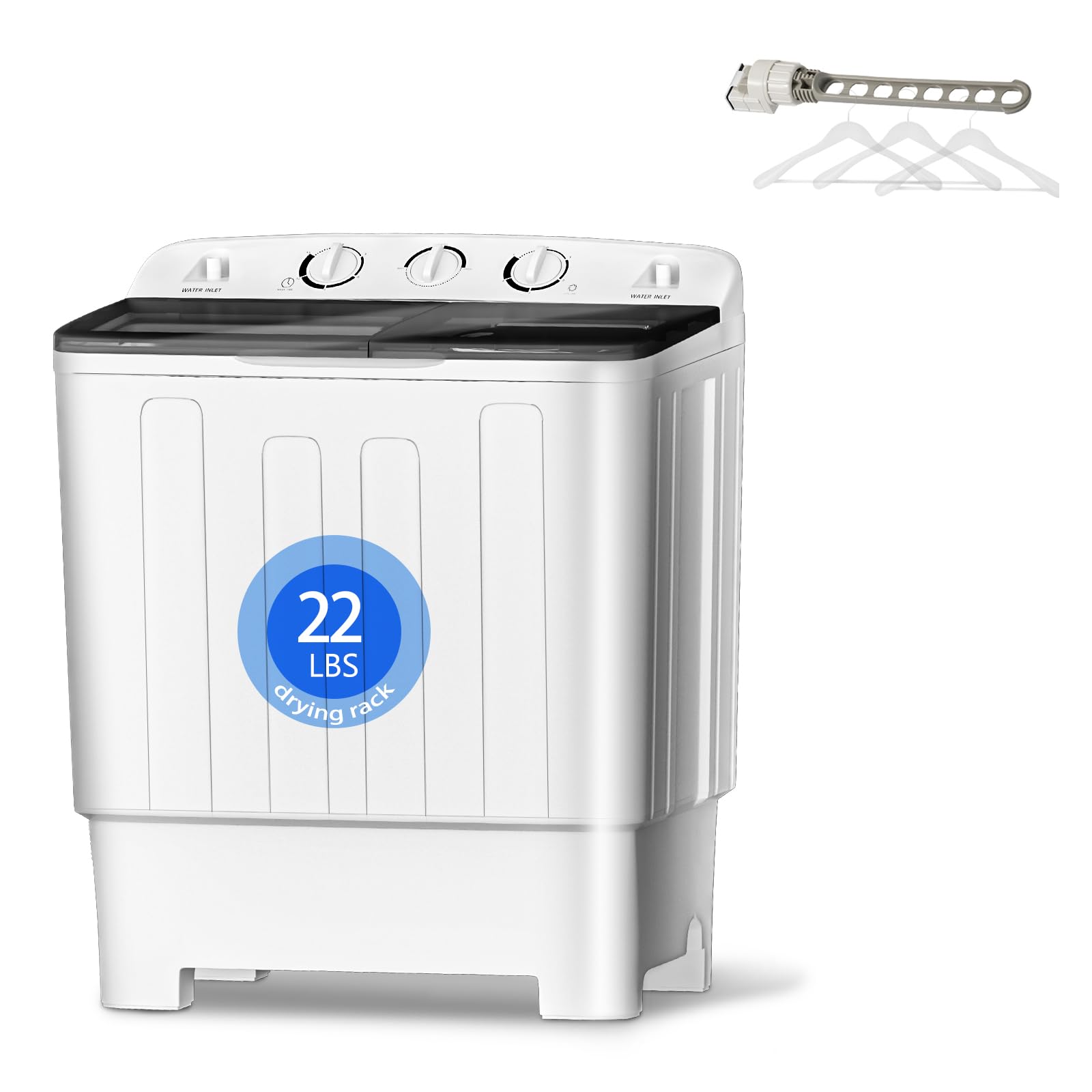 Compact Semi-Automatic Twin Tub Washing Machine - 22lbs Capacity (13lbs Wash/9lbs Spin) - Portable Laundry Solution for Camping, Apartments, Dorms, RVs & Small Spaces - Perfect for Travel, Off-Grid Living & Tiny Homes
