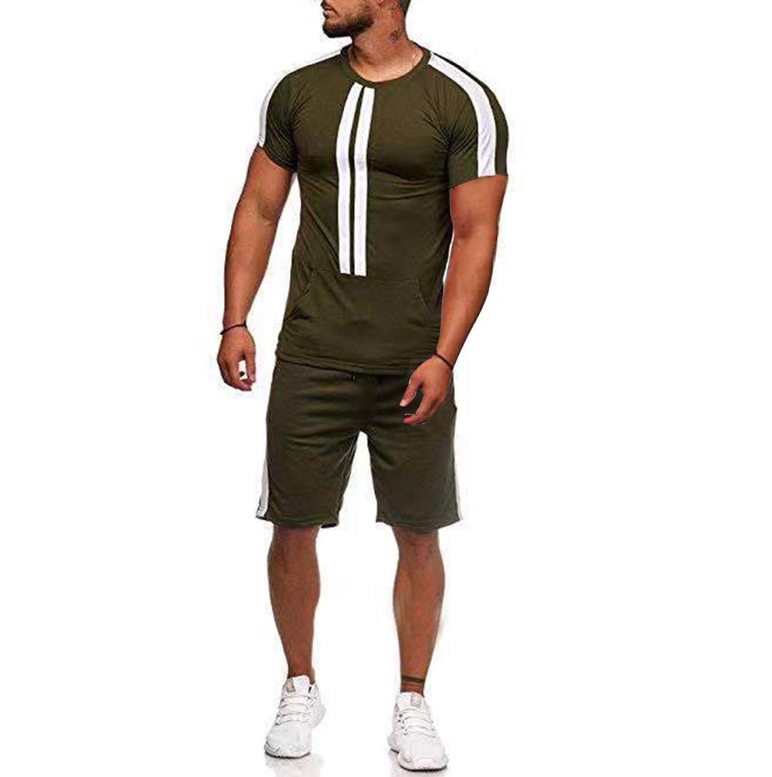 Men's 2-Piece Tracksuit Set - Breathable Summer T-Shirt & Shorts for Casual Wear, Gym, Running & Outdoor Sports | Comfortable Sportswear for Men