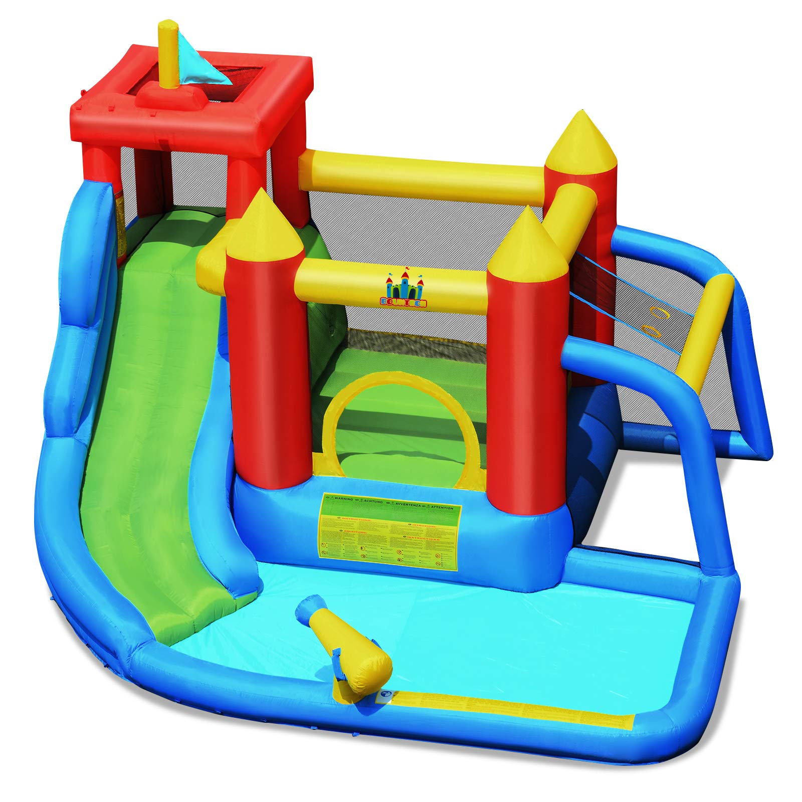 **HONEY JOY 7-in-1 Inflatable Water Slide & Bounce House for Kids & Adults - Giant Blow Up Water Park with Soccer Ball Gate, Outdoor Backyard Fun (Blower Not Included) - Perfect for Summer Parties, Family Gatherings & Backyard Play**