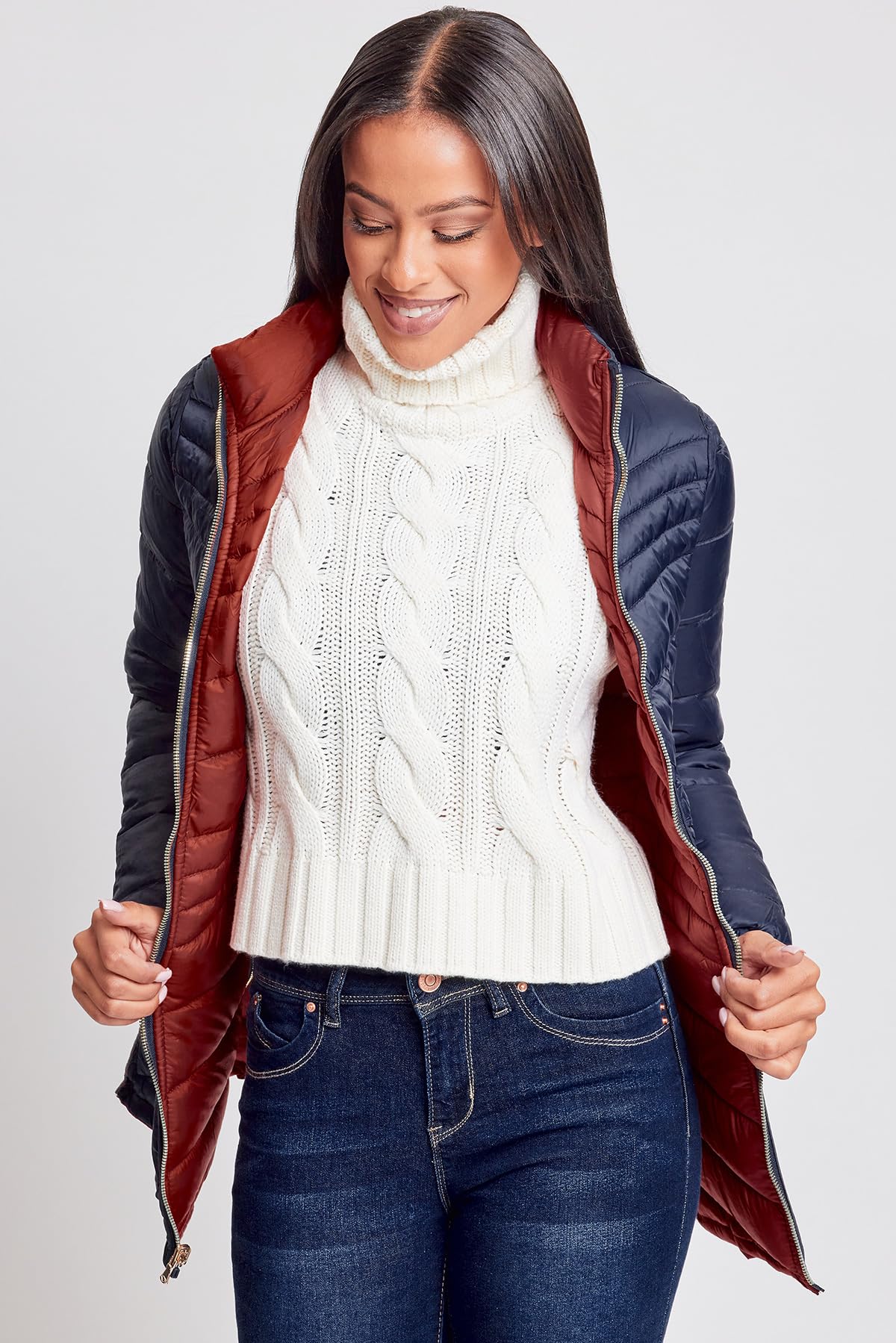 YMI Women's Reversible Puffer Jacket - Winter Warm Quilted Coat, Lightweight Insulated Outerwear for Cold Weather | Perfect for Snowboarding, Skiing & Outdoor Activities