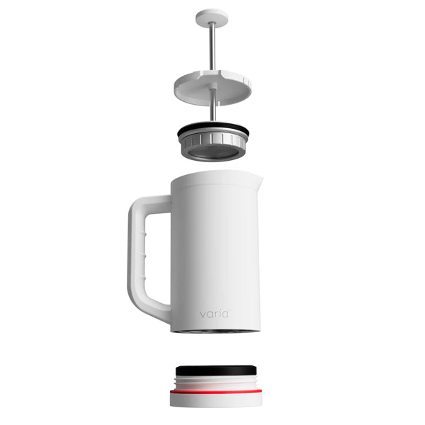 Varia Pro Coffee Press - French Press Coffee Maker for Home, Office & Travel - Stainless Steel & Glass Coffee Press with 3-Level Filtration System - Perfect for Espresso, Cold Brew & Tea Making