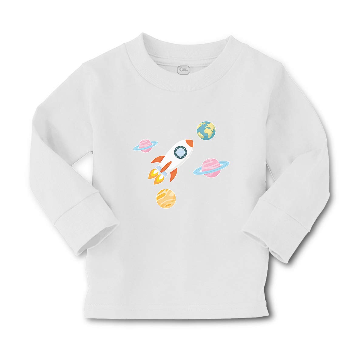 Boys Girls Long Sleeve Cotton T-Shirt with Astronaut, Planets & Spaceship Space Design - Perfect for School, Playtime & Space-Themed Birthday Parties