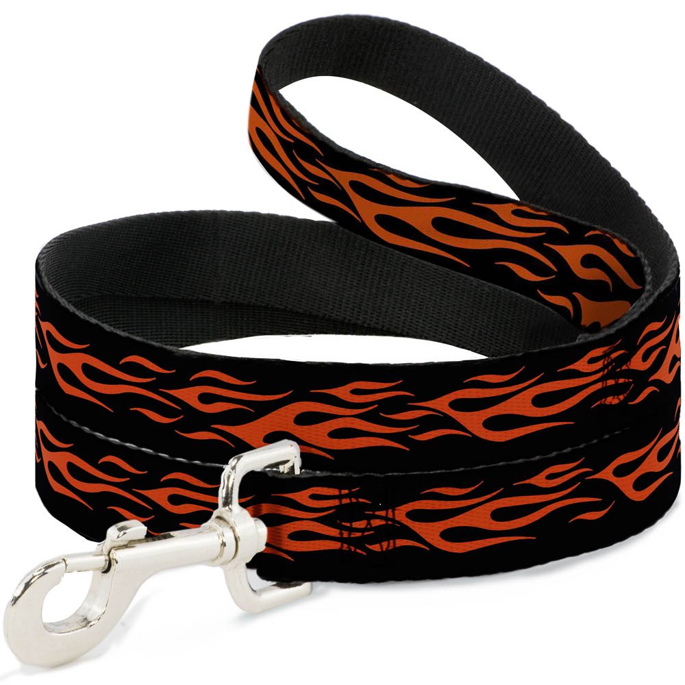 Buckle-Down Flame Orange Pet Leash - 4 Feet Long, 1.5 Inches Wide - Durable Dog Walking Leash for Small to Medium Dogs - Perfect for Daily Walks, Hiking & Outdoor Adventures