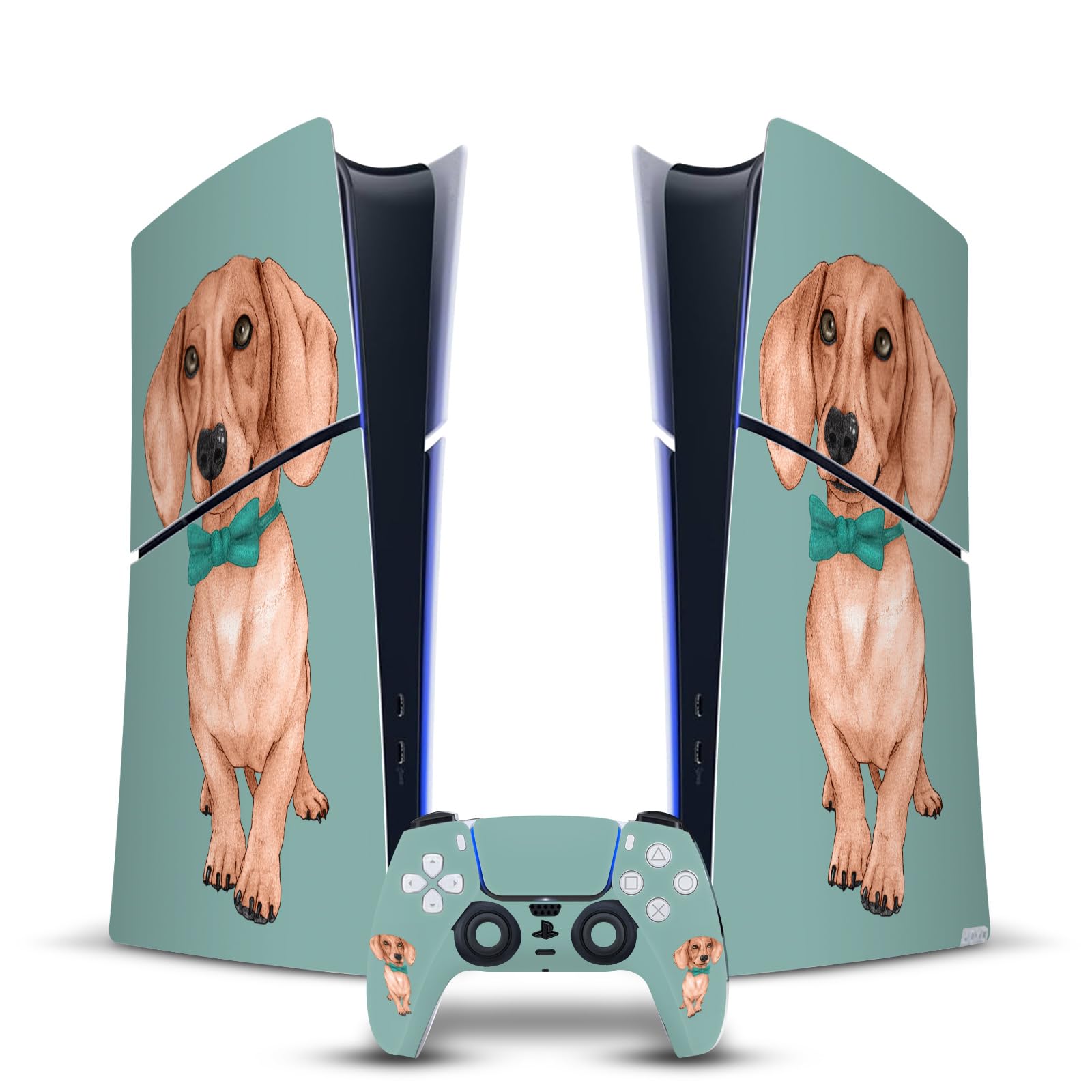 Official Barruf Dachshund Vinyl Art Sticker for Sony PlayStation 5 PS5 Slim & Digital Edition Console & DualSense Controller - Gaming Skin Decal - Perfect for Customizing Your PS5 Setup at Home or Gaming Tournaments