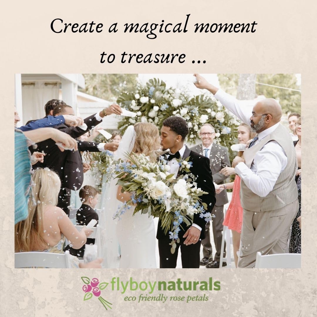 2000+ Freeze-Dried Ivory Rose Petals (60 Cups) - Premium Wedding Decor by Flyboy Naturals | Perfect for Aisle Scattering, Table Centerpieces & Romantic Events