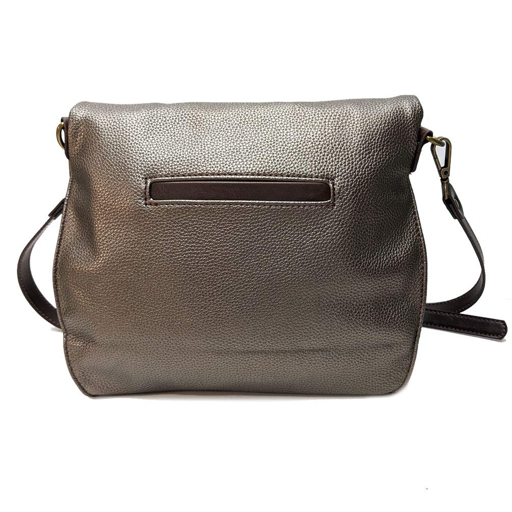 CHALA Stylish Crossbody Shoulder Bag with Flap Top & Detachable Charm - Pewter Gray | Perfect for Work, Travel & Everyday Use