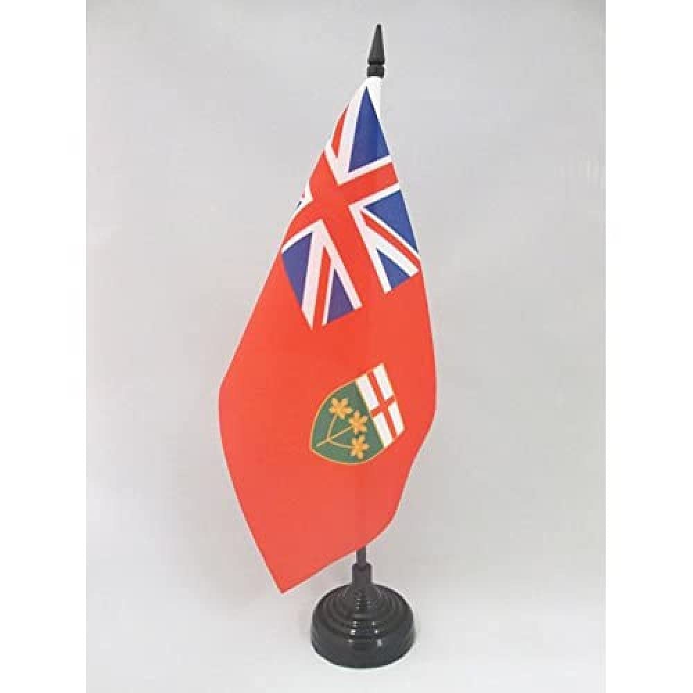 Ontario Table Flag 5x8 Inches - Canadian Ontario Desk Flag with Black Plastic Base - Perfect for Office Decor, School Projects & Patriotic Displays