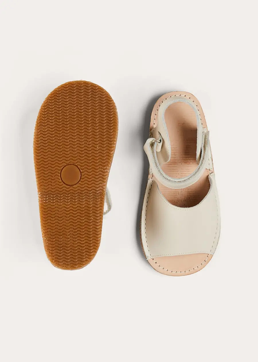 Ivory Open Toe Leather Sandals for Women - Size 17-30EU | Comfortable Summer Casual Shoes for Beach, Vacation & Daily Wear