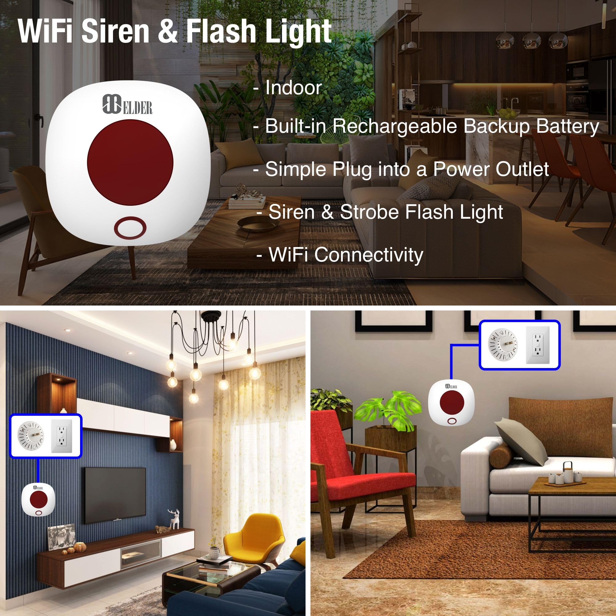 Elder Wireless 13-Piece Smart Home Security System with WiFi & 4G - DIY Touch Panel, Siren, Doorbell, Leak & Motion Sensors - Compatible with Google Assistant & Alexa - Perfect for Home Protection & Remote Monitoring