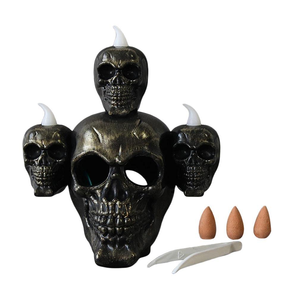 Brteyes Halloween LED Electronic Candle Light with Realistic Smoke Effect - Horror Skull Head Lamp for Indoor/Outdoor Party Decor | Perfect for Halloween Festival, Haunted House, Themed Parties & Spooky Home Decoration | Ideal for Table Centerpieces, Porch Displays & Creepy Atmosphere | Great for Trick-or-Treat Night, Horror Movie Nights & Gothic Weddings | Use for Halloween Decorations, Haunted House Props, Themed Party Lighting & Spooky Home Accents