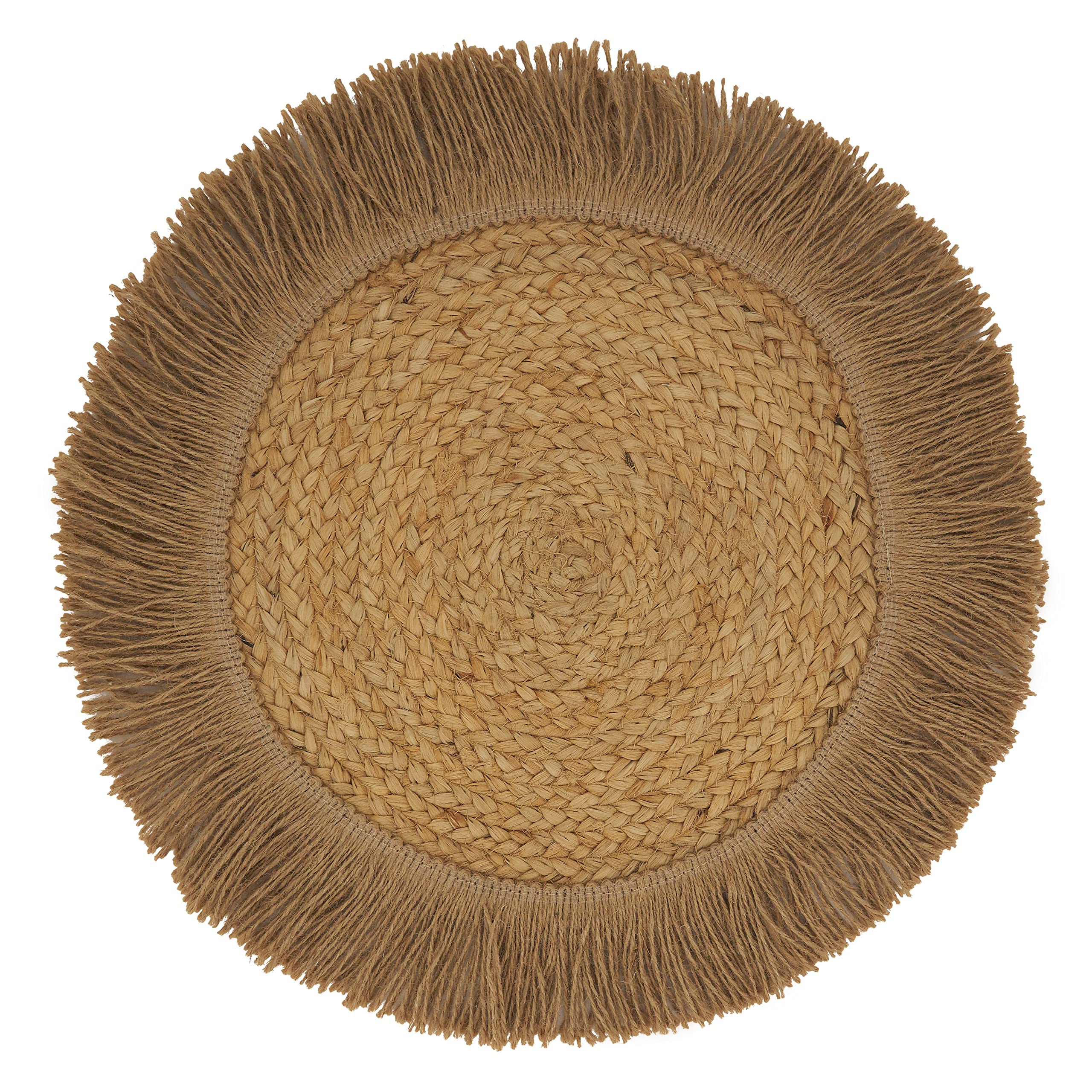 Eco-Friendly Jute Fringe Placemats Set of 4 - Natural Woven Table Mats for Dining, Kitchen, and Home Decor | Perfect for Boho, Farmhouse, and Rustic Style Tables