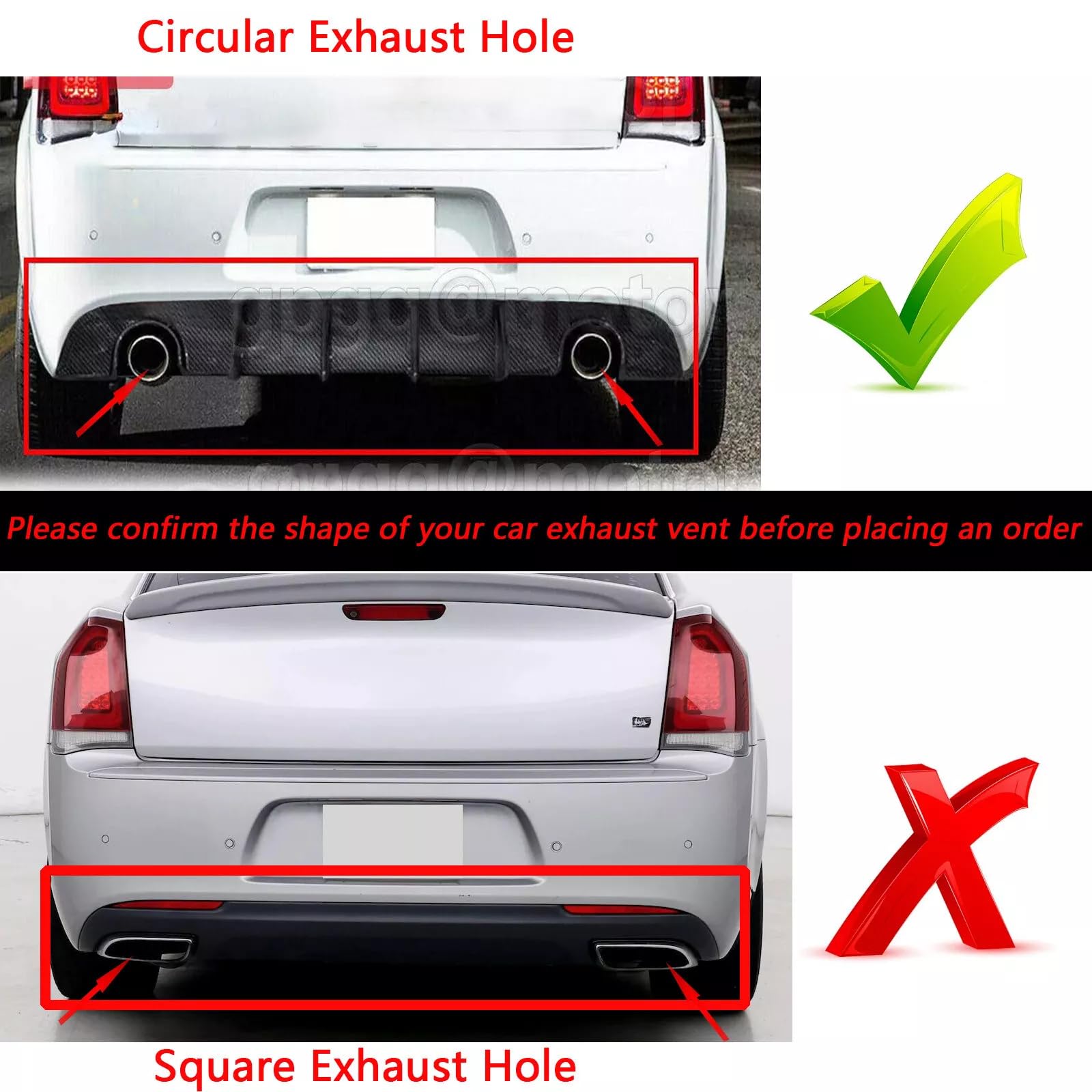 Glossy Black Rear Diffuser Lip for 2015-2023 Chrysler 300 SRT | Lower Valance Bumper Molding | Shark Fin Splitter Upgrade | Enhances Aerodynamics & Sporty Look | Perfect for Car Shows & Performance Tuning