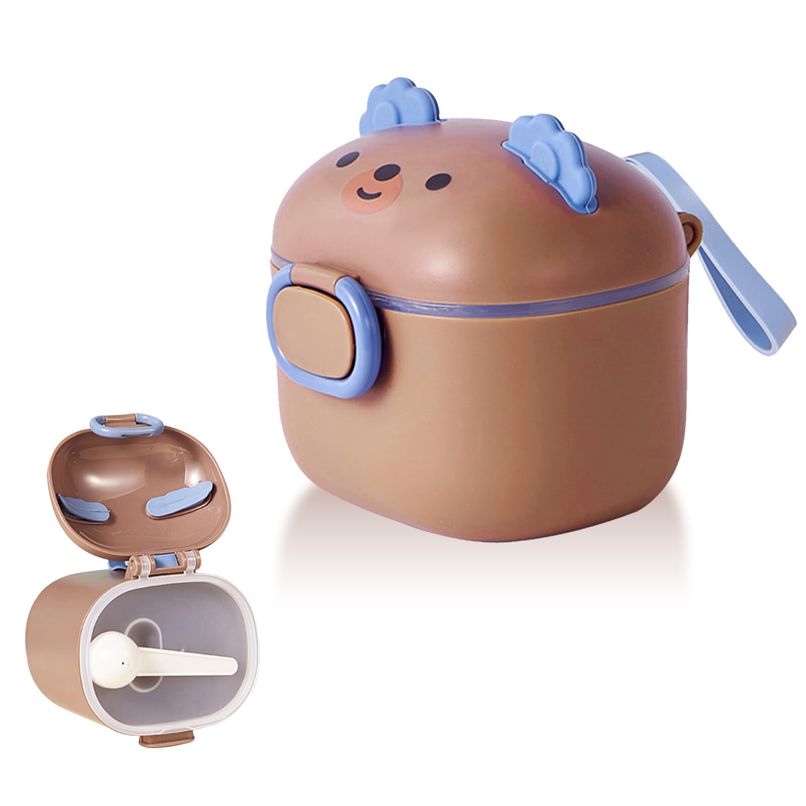 Portable Baby Formula Dispenser with Scraper & Spoon - 400ml Brown Powder Container for Infant Milk, Fruit & Snacks - Ideal for Travel, Daycare & On-the-Go Feeding