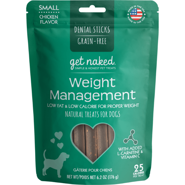 Naked Weight Management Small Dental Chew Sticks for Dogs - Natural Teeth Cleaning Treats for Puppies & Adult Dogs - Perfect for Oral Care & Fresh Breath at Home or Travel