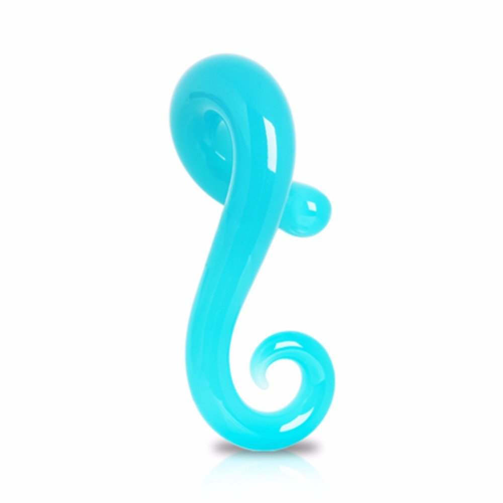 WildKlass Aqua Glass Spiral Ear Taper - Left Ear for Stretching & Style