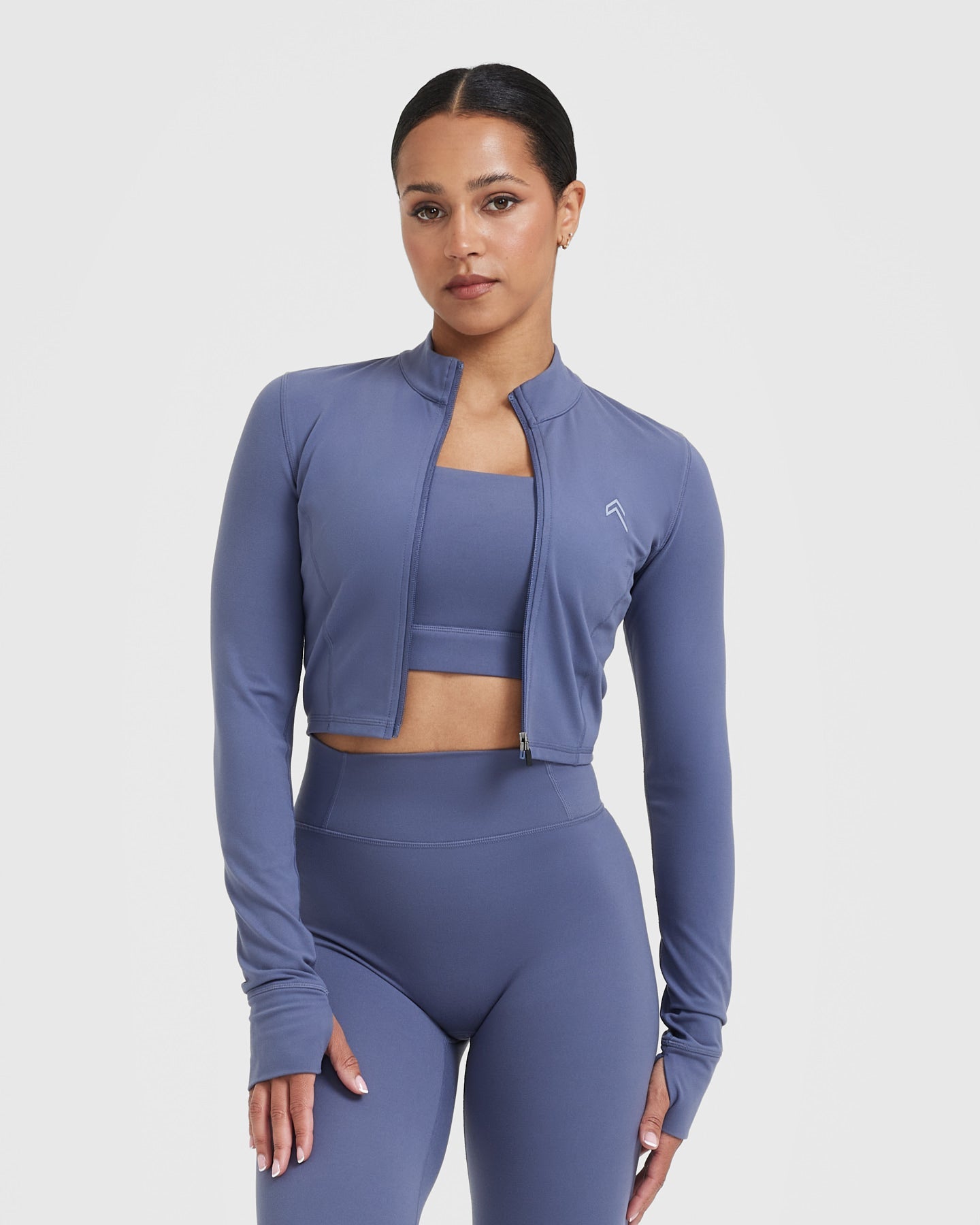 Timeless Women's Crop Jacket in Slate Blue | Lightweight Spring Outerwear | Perfect for Casual Outings & Date Nights