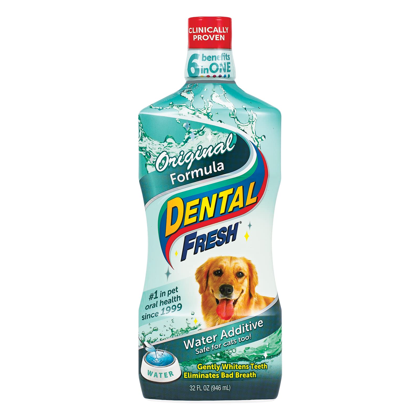 DENTAL FRESH Water Additive for Dogs - Original Formula 32 oz | Dog Bad Breath Solution & Teeth Whitening | Improves Oral Health & Eliminates Odors | Add to Water Bowl for Fresh Breath & Clean Teeth | Ideal for Daily Dog Dental Care & Oral Hygiene Maintenance
