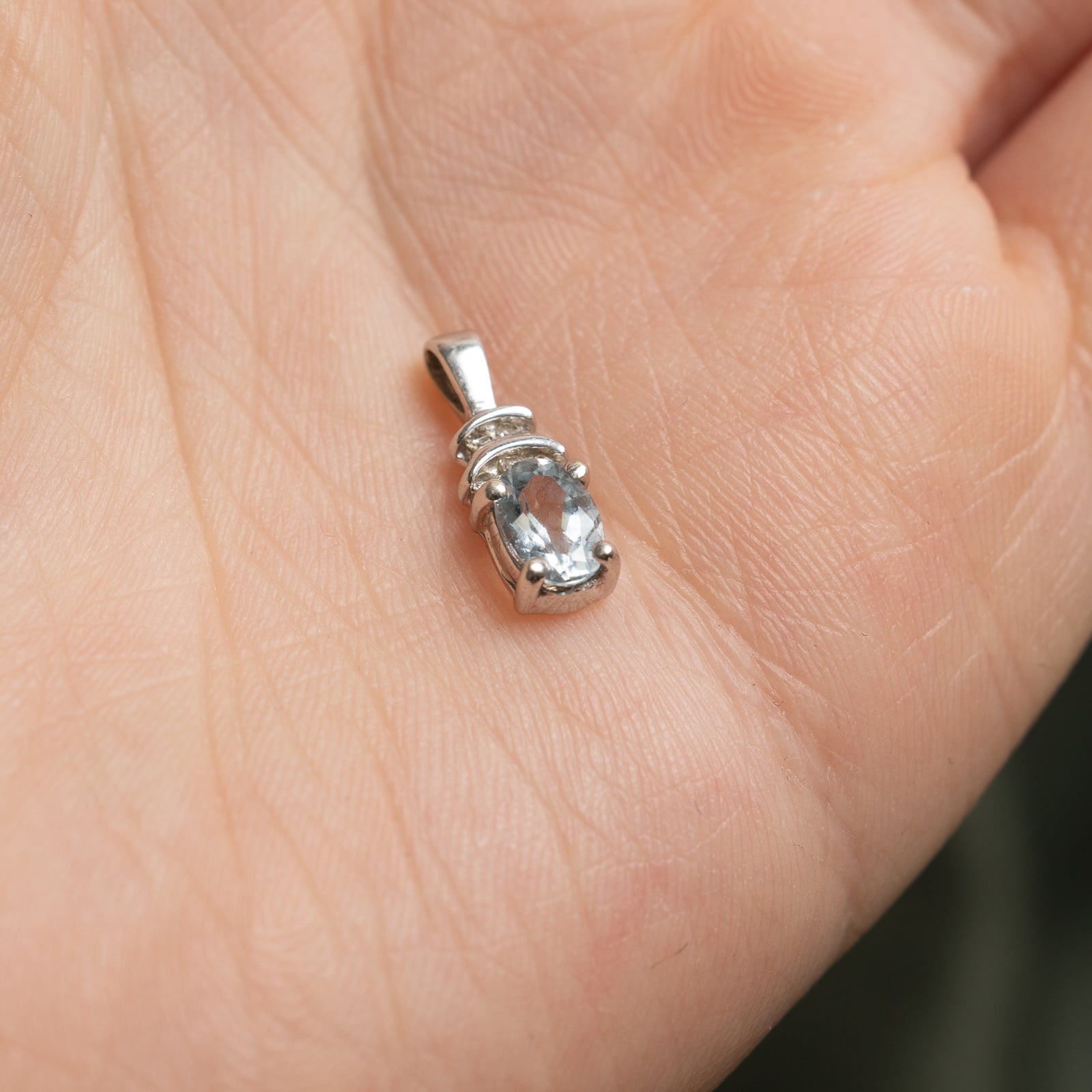 Aquamarine and Diamond Drop Pendant Necklace - 0.34ct Aquamarine & 0.03ctw Diamond - Elegant Jewelry Gift for Women - Perfect for Weddings, Anniversaries & Special Occasions