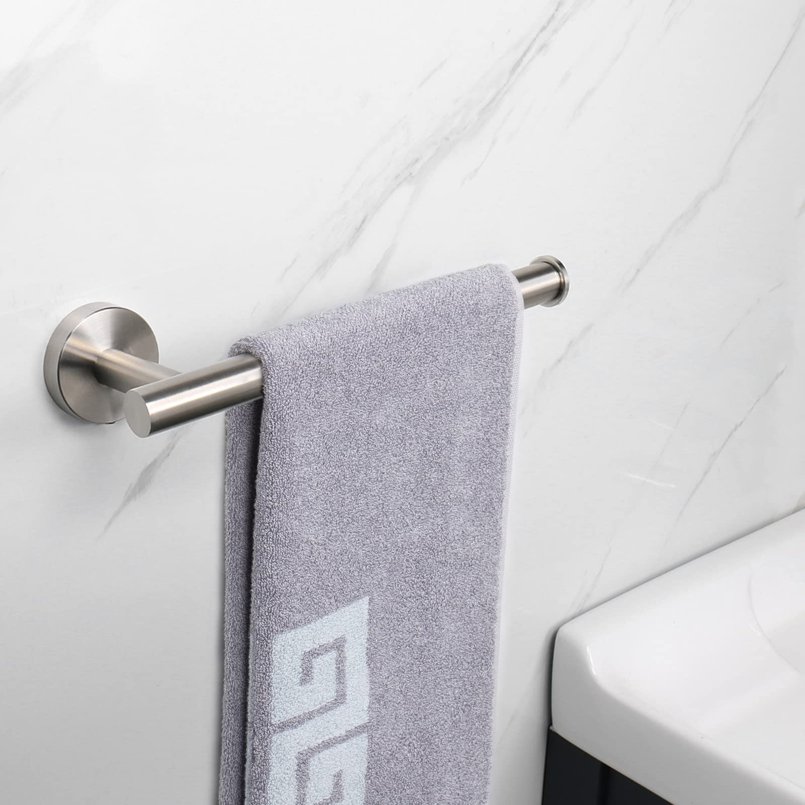 NearMoon 2-Pack Brushed Nickel Towel Holder - 9 Inch Stainless Steel Wall Mounted Towel Ring for Bathroom - Rustproof Thickened Contemporary Towel Bar - Perfect for Kitchen, Guest Bath & Spa Decor