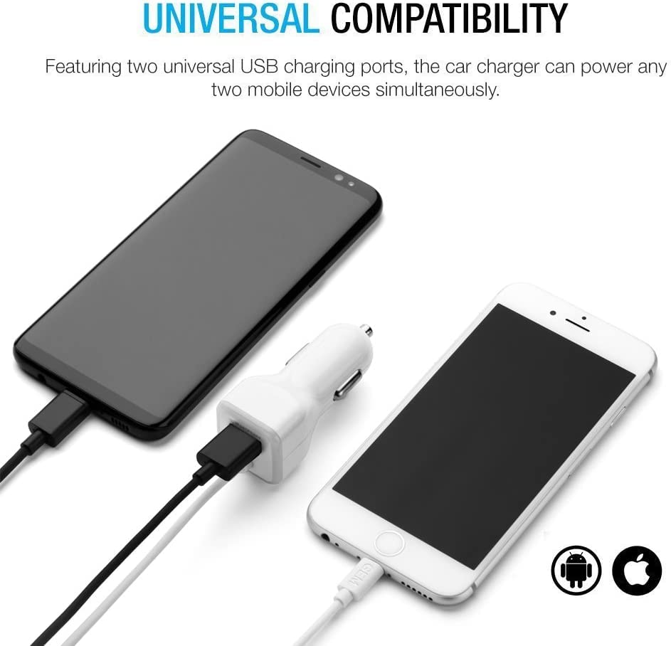 Apple MFI Certified iPhone Car Charger - Fast Charging Dual Port (USB-C & USB-A) Compatible with iPhone 16/15/14/13/12/11/X/XR/XS/Pro/8 Plus & All iPad Models - Perfect for Road Trips & Daily Commutes