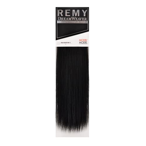 Model Model Dream Weaver Yaky Human Hair Weave - 16 Inch (Pack of 2) 1B Natural Black - Perfect for Protective Styles, Braids & Extensions
