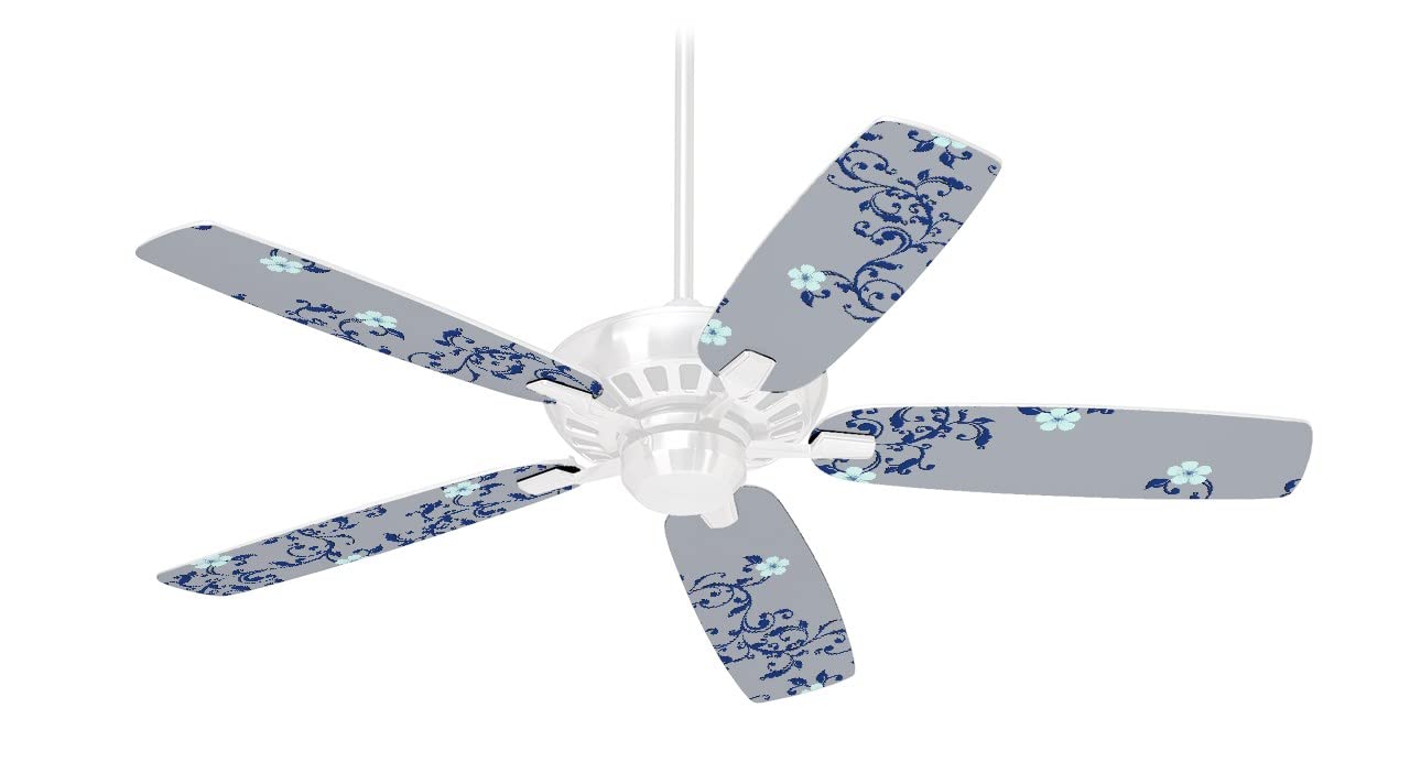 Victorian Style Blue Ceiling Fan Cover Kit - Fits Most 42 Inch Ceiling Fans (Fan and Blades Not Included) - Perfect for Bedroom, Living Room, and Home Decor Upgrade