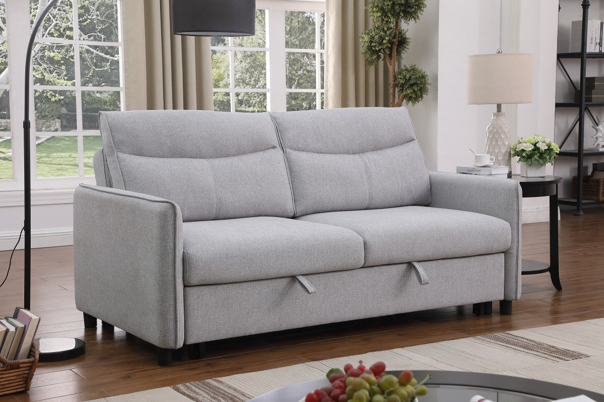 3 Seater Sofa Bed with Storage, Light Grey Fabric Convertible Sleeper - Perfect for Small Apartments, Guest Rooms & Living Rooms