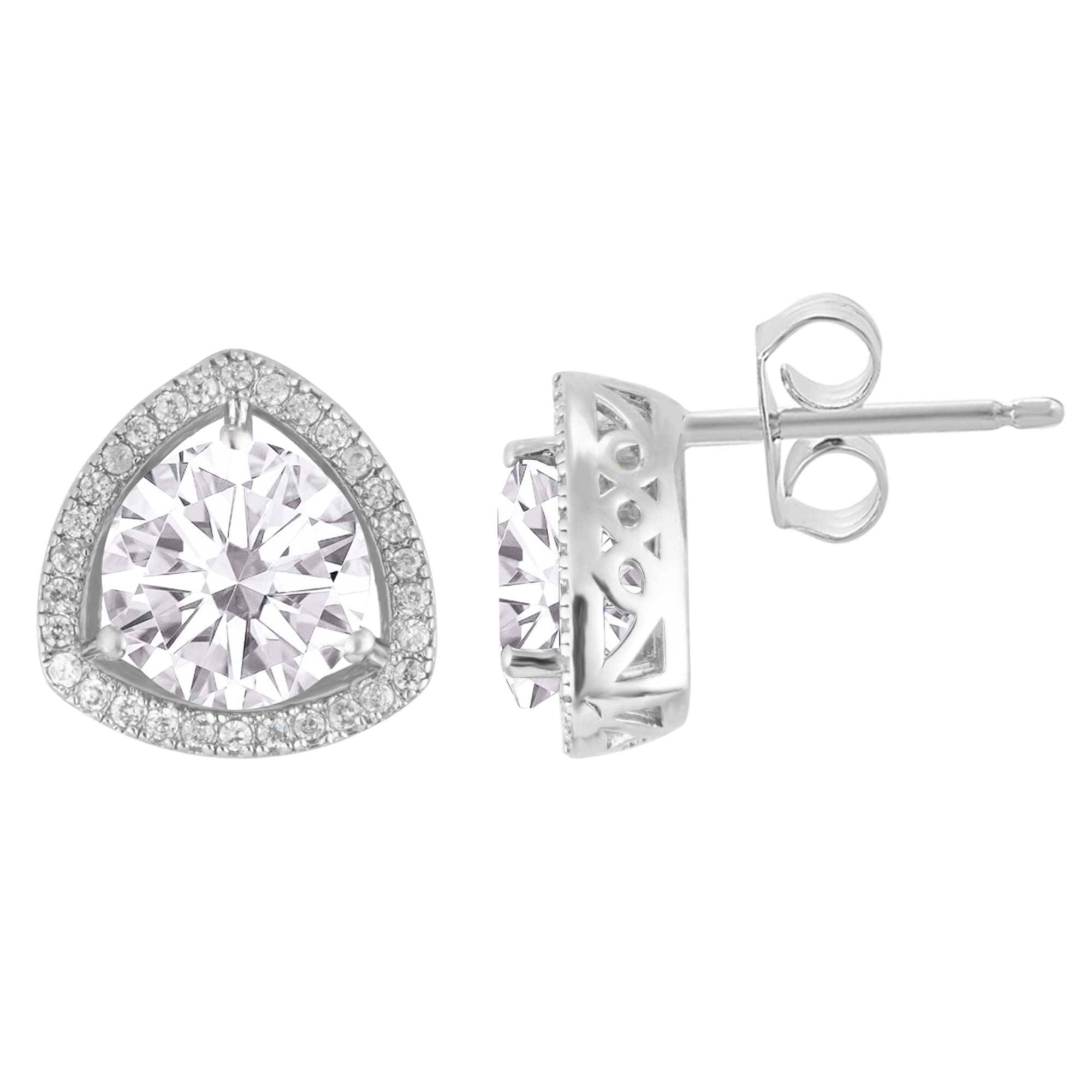 Natural White Topaz Sterling Silver Halo Stud Earrings for Women - Elegant Jewelry Gift for Birthday, Anniversary & Special Occasions
