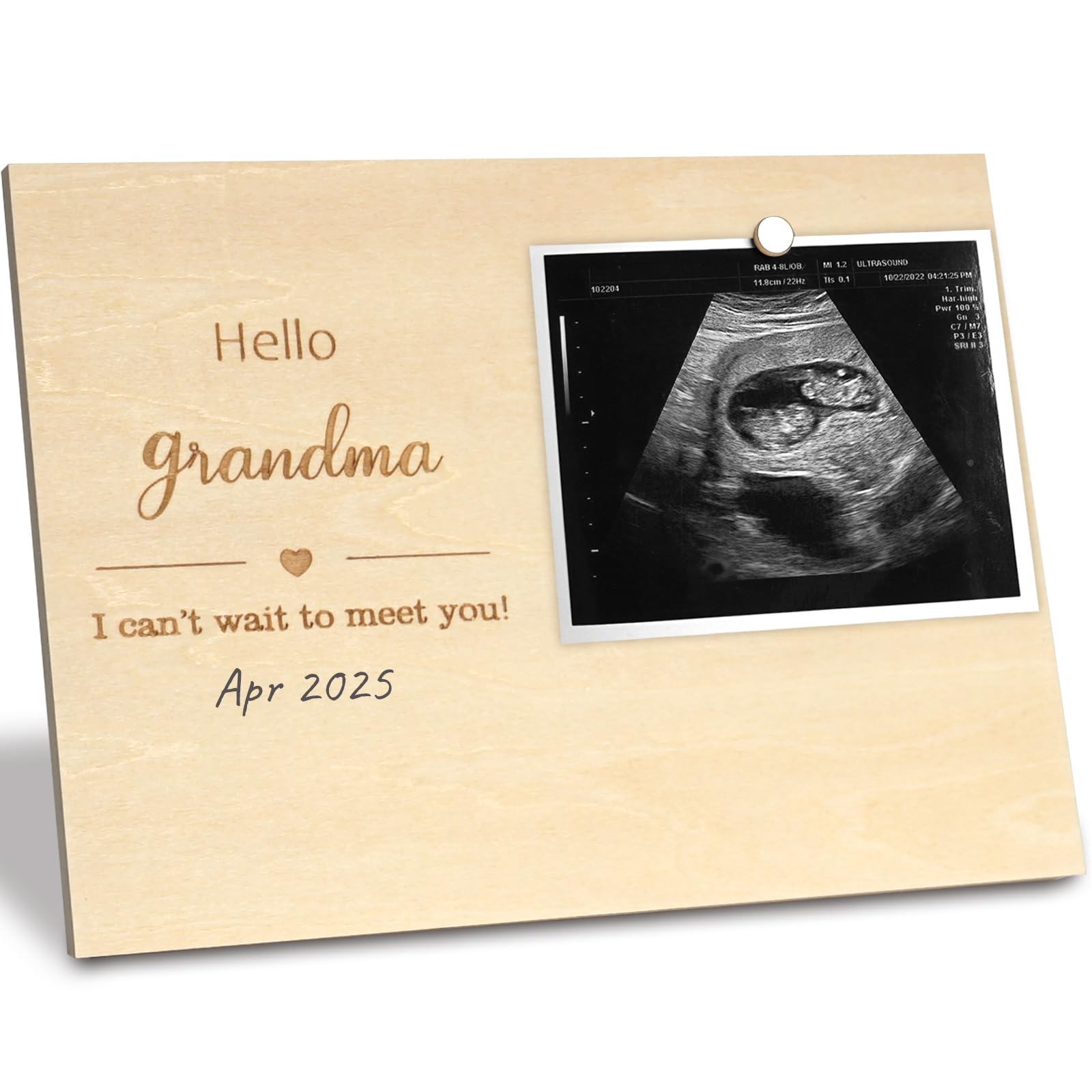 Pregnancy Announcement Frame for Grandma - Baby Sonogram Picture Frame & Ultrasound Keepsake - Unique Gift for Grandma to Be - Perfect for Baby Reveal, Gender Reveal & First Trimester Announcements