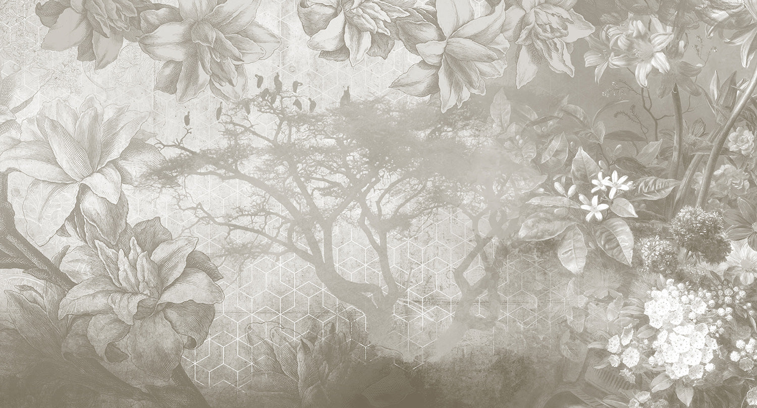 Beige Floral Geometric Print M9545 - Stylish Home Decor for Living Room, Bedroom & Office