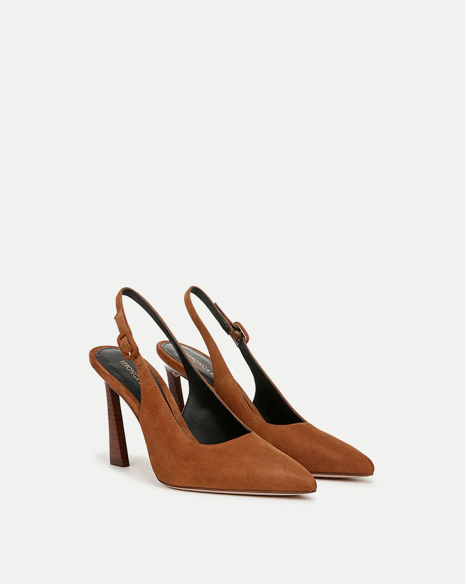 Callie Suede Slingback Pumps for Women - Comfortable Mid Heel Dress Shoes in Caramel Brown | Perfect for Office, Wedding & Evening Events