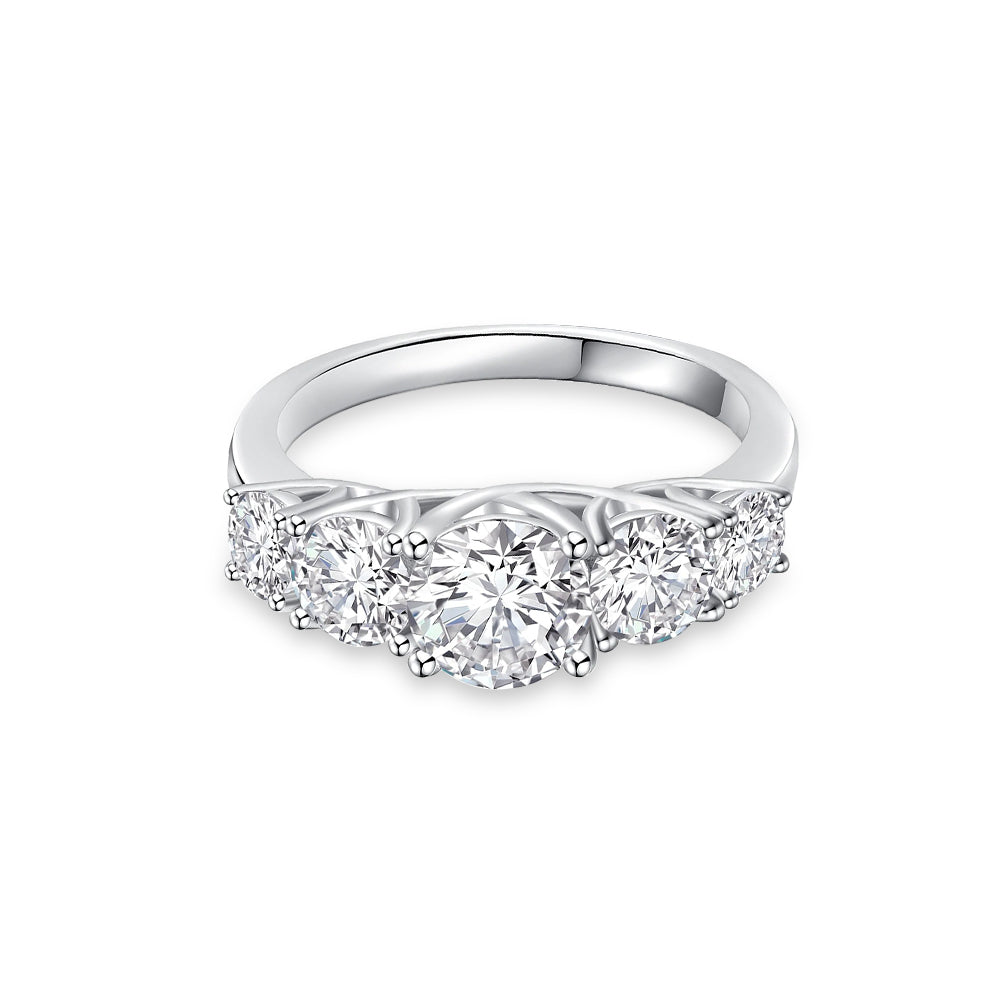 Classic Five Stone Anniversary Band Ring for Women - Elegant Wedding, Engagement & Promise Jewelry Gift - Perfect for Anniversaries, Birthdays & Special Occasions