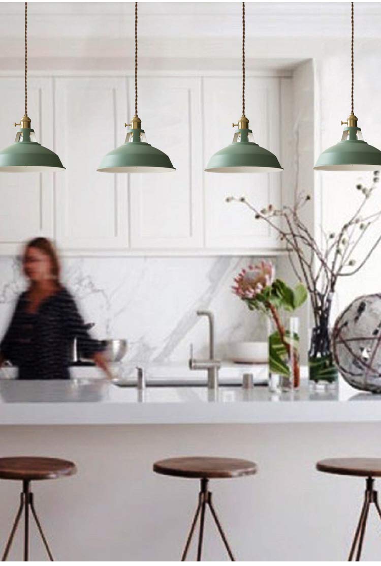 Dimmable H Track Pendant Lighting - Industrial Style 3-Light Iron Art Fixture with Warm Green Accents | Customizable Track Lighting for Cabinet, Show Window & Retail Displays | Perfect for Kitchen Islands, Dining Rooms & Modern Lofts