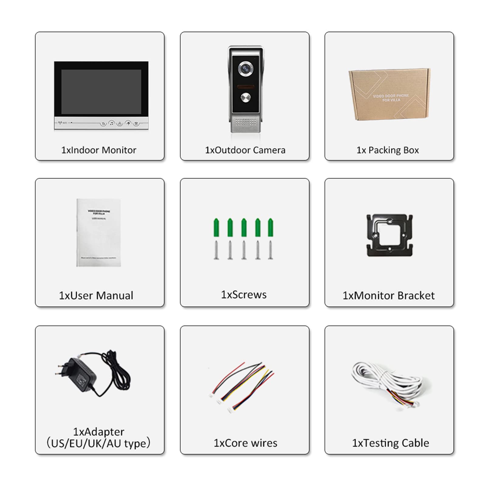 9 Inch Wired Video Intercom System with Camera & Monitor - Smart Doorbell with Unlocking, Monitoring & 2-Way Talk for Villa, Home, Office & Apartment Security - Perfect for Front Door, Gate & Building Entry Access Control
