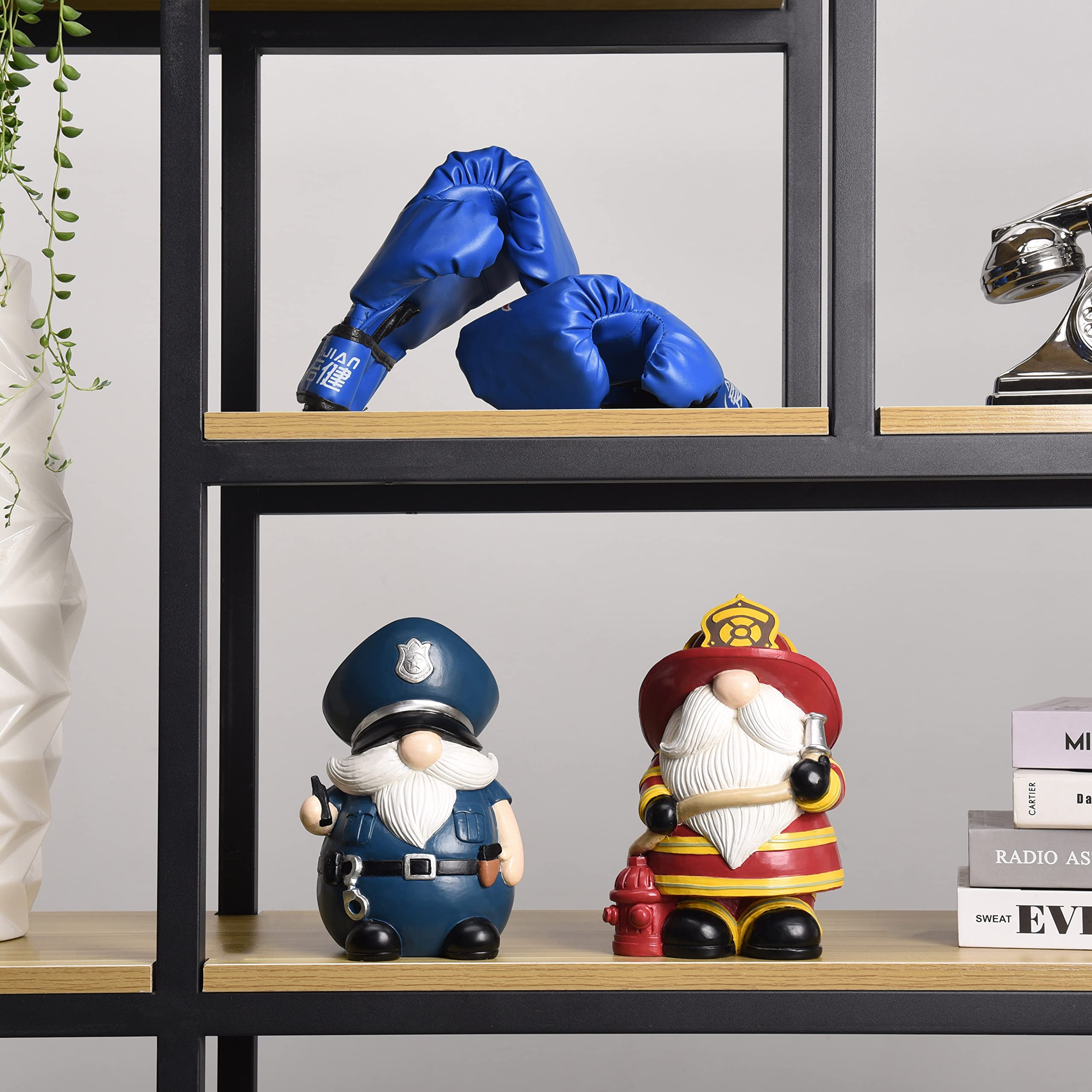 Pointnio Firefighter Gnomes - Patriotic Home Decor for Fireman Gifts, Living Room Shelf Decorations & Collectible Figurines (Red) - Perfect for Firefighter Appreciation, Christmas Gifts & Patriotic Home Decor