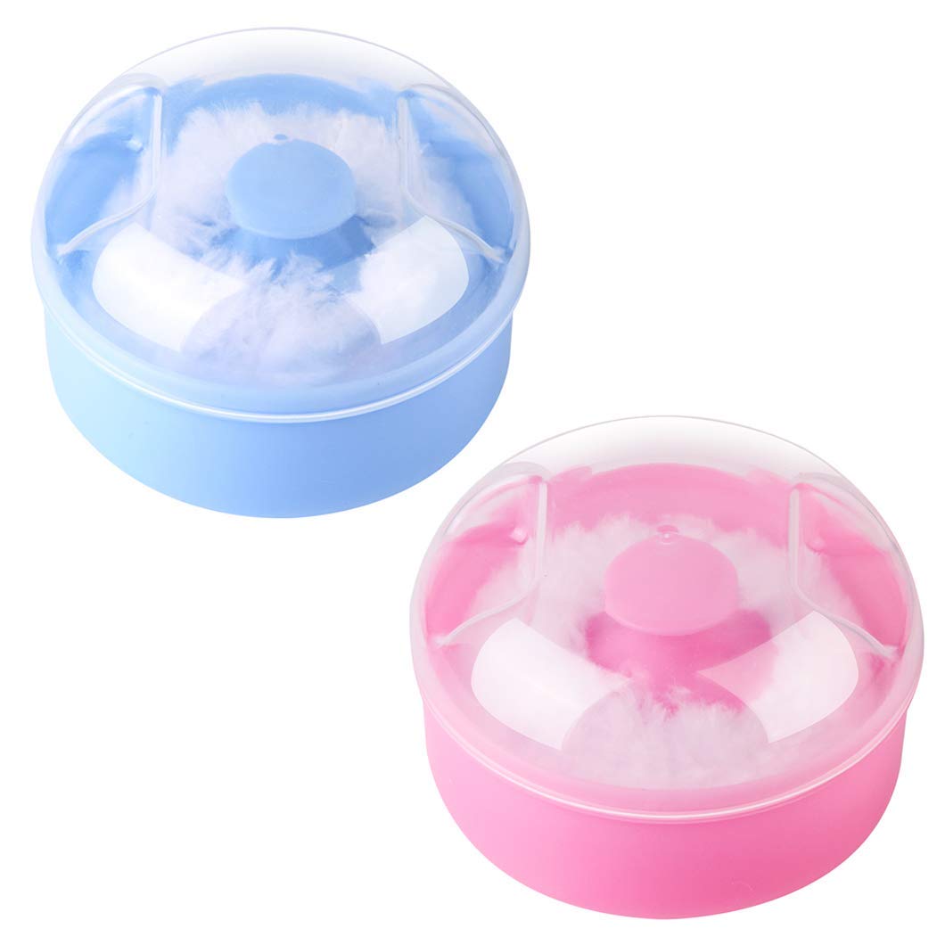 Premium Powder Puff Kit - Empty Body Powder Container & Baby Soft Cosmetic Puff Sponge for Face & Body | After-Bath, Makeup & Travel Essential | Multicolor Set of 2 | Home, Salon & On-the-Go Use