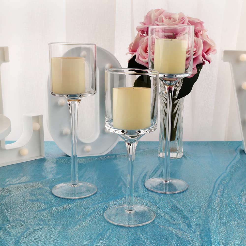 10 Sets (30 Pcs) Elegant Clear Glass Tealight Candle Holders - Tall & High for Candles Under 6cm/2.36