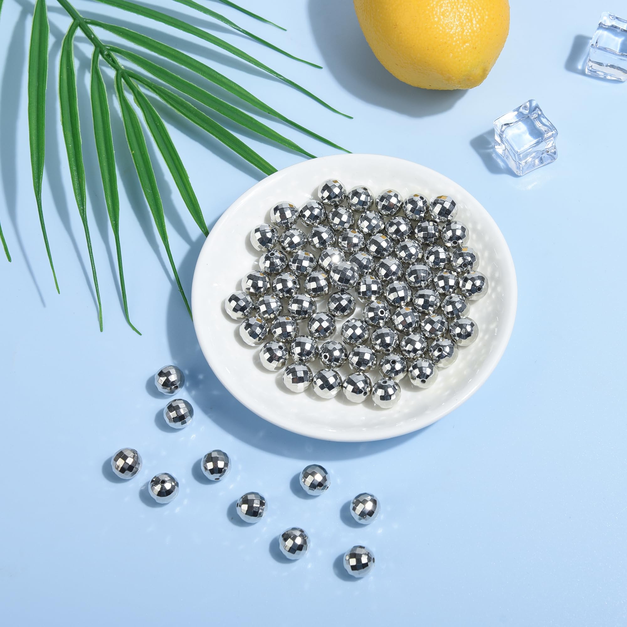120PCS Silver Mirror Disco Ball Beads - Round Reflective Charms for Jewelry Making, Earrings, Pendants - Perfect for Christmas, 70s 80s Costume, DJ Party, DIY Crafts - Great for DIY Jewelry, Festival Decorations, and Themed Party Accessories