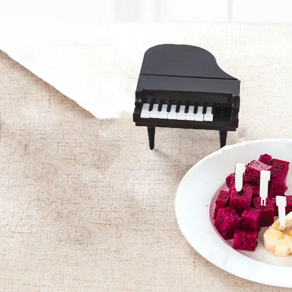 Eco-Friendly Plastic Piano-Shaped Fruit Forks - 50-Pack Reusable Small Decorative Forks for Appetizers, Cakes, Desserts | Perfect for Home, Kitchen, Parties, Banquets & Wedding Receptions - Ideal for Fruit Platters, Cheese Boards & Elegant Dessert Displays
