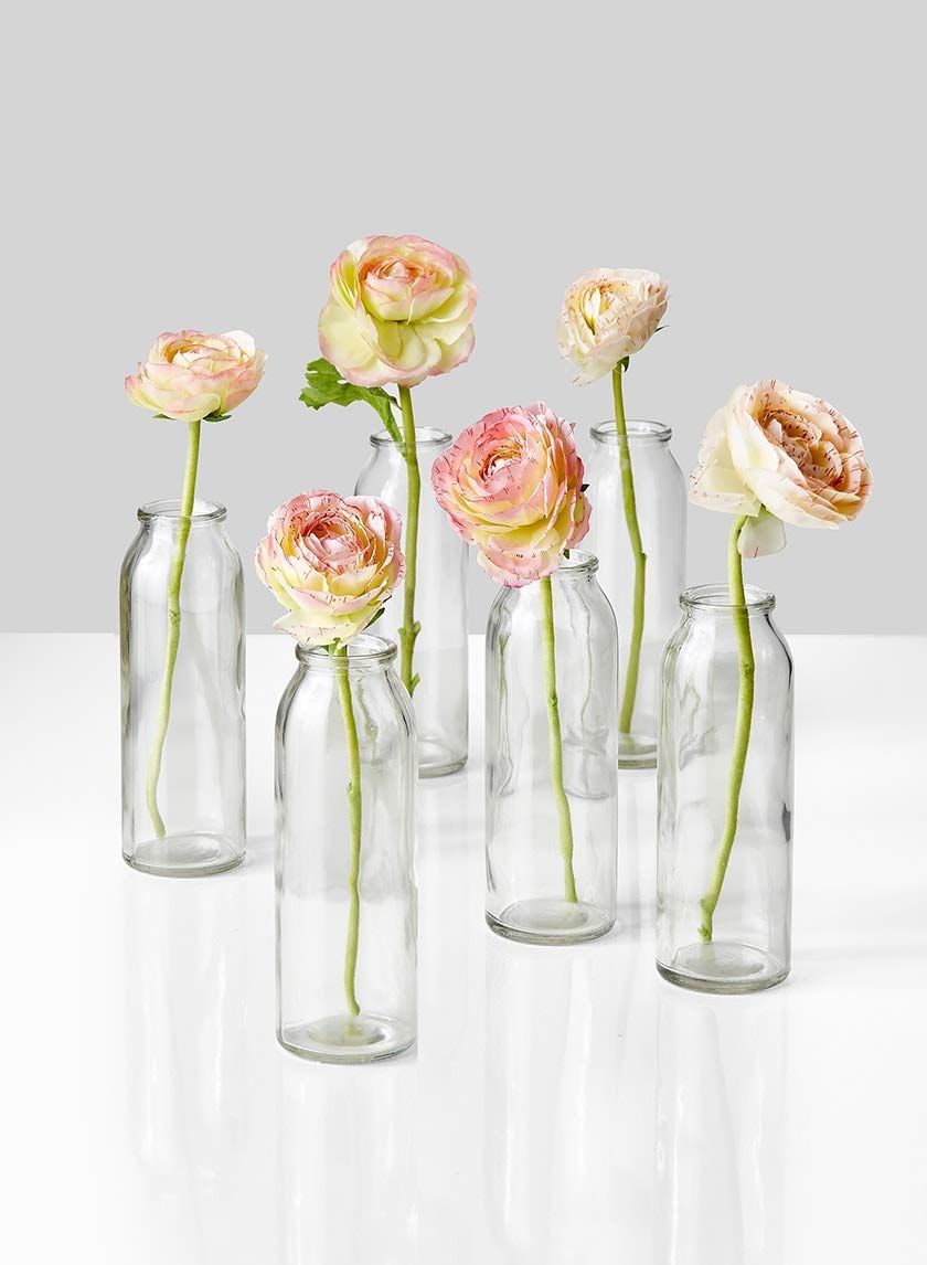 Set of 6 Clear Glass Bud Vases - 6.25” Tall & 2” Diameter - Elegant Flower Vases for Wedding Centerpieces, Home Decor, and Event Arrangements - Perfect for Dining Tables, Mantels, and Office Desks