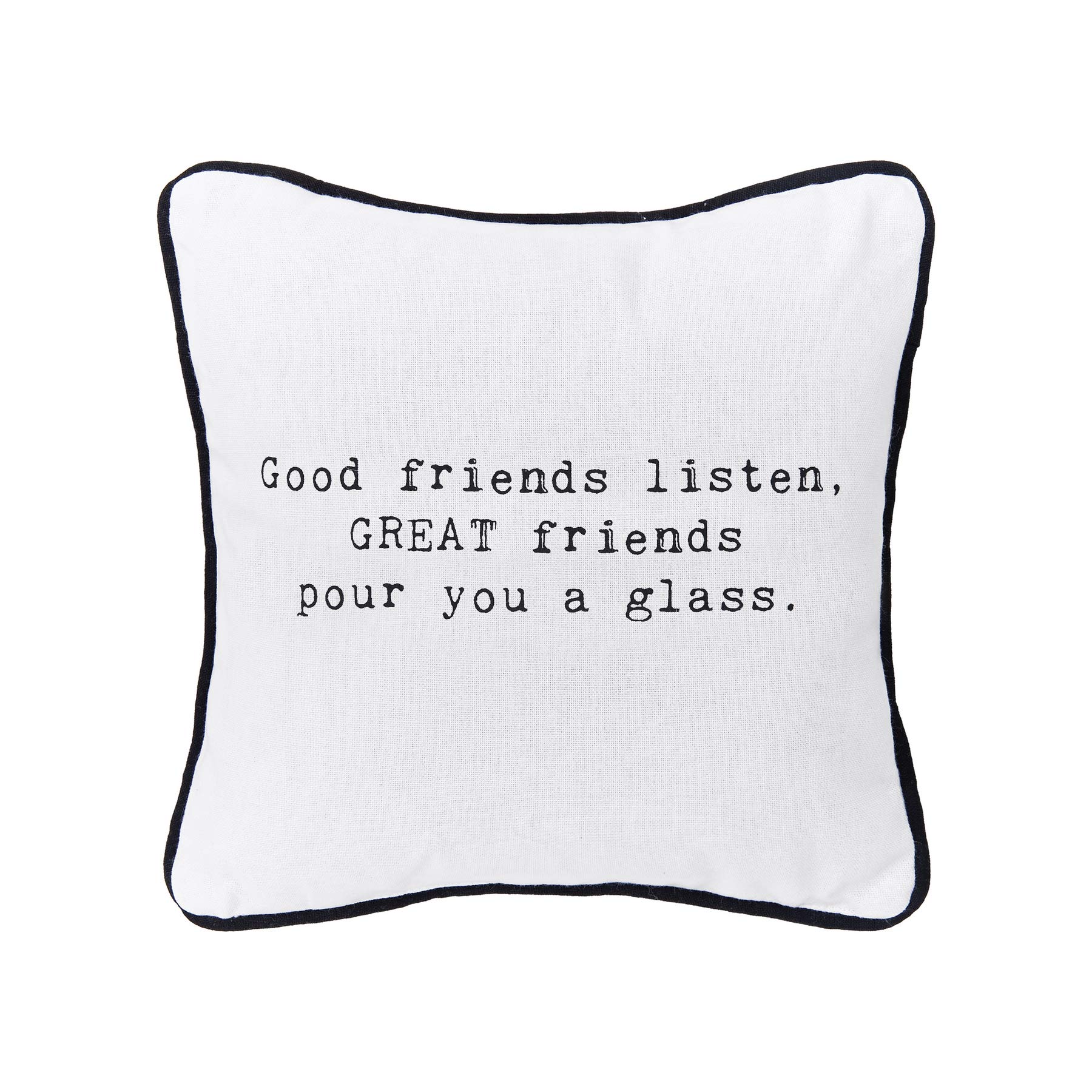 C&F Home 10x10 Inch Decorative Throw Pillow Cover - Printed Pour A Glass Design for Sofa, Couch & Bed - Soft Petite Accent Pillow (White) - Perfect for Living Room, Bedroom & Home Decor