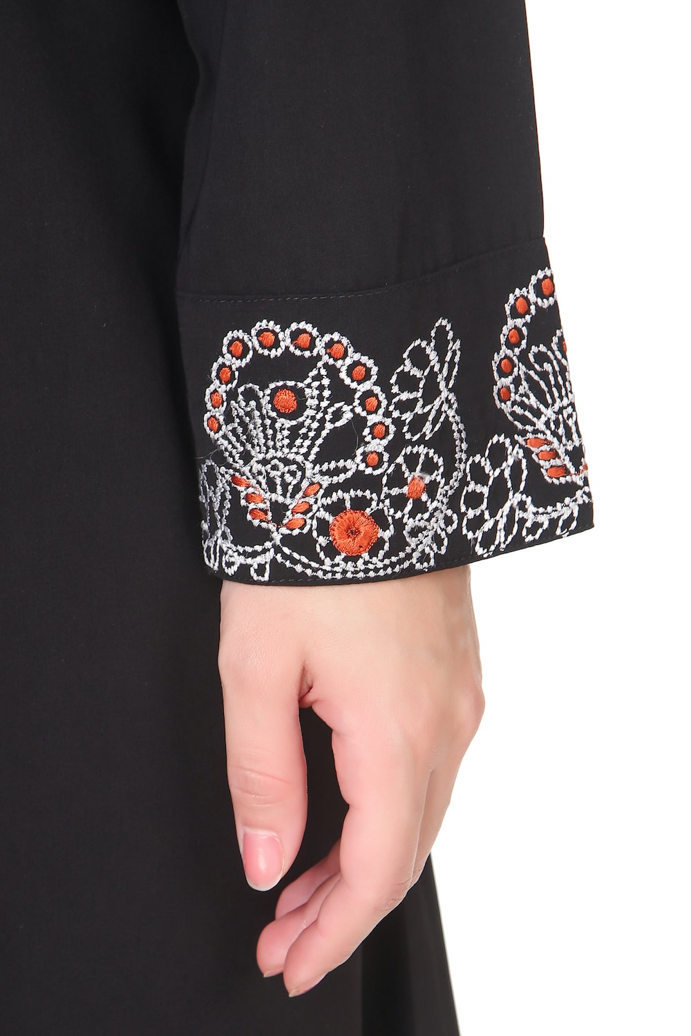 Elegant Faux Button Front Paisley Embroidered Abaya Dress - Modest Muslim Prayer Dress for Women, Perfect for Eid, Ramadan & Special Occasions