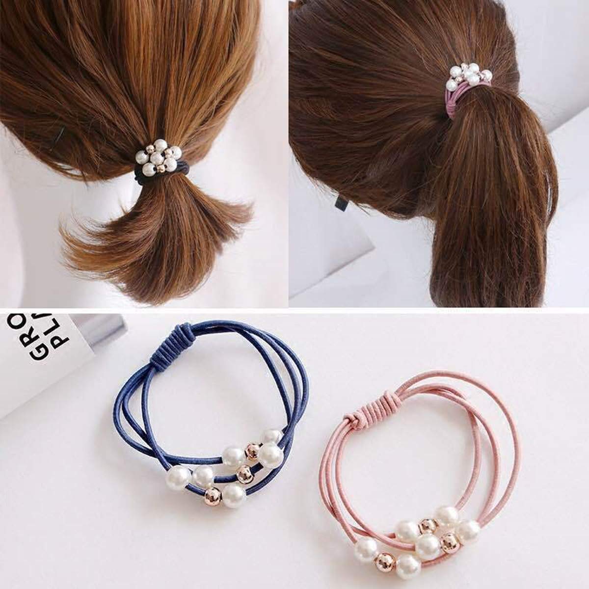 5 Pack Pearl Hair Ropes Scrunchies - 5 Color Pearl Hair Ties for Women & Girls, Elegant Hair Accessories for Weddings, Parties & Daily Styling