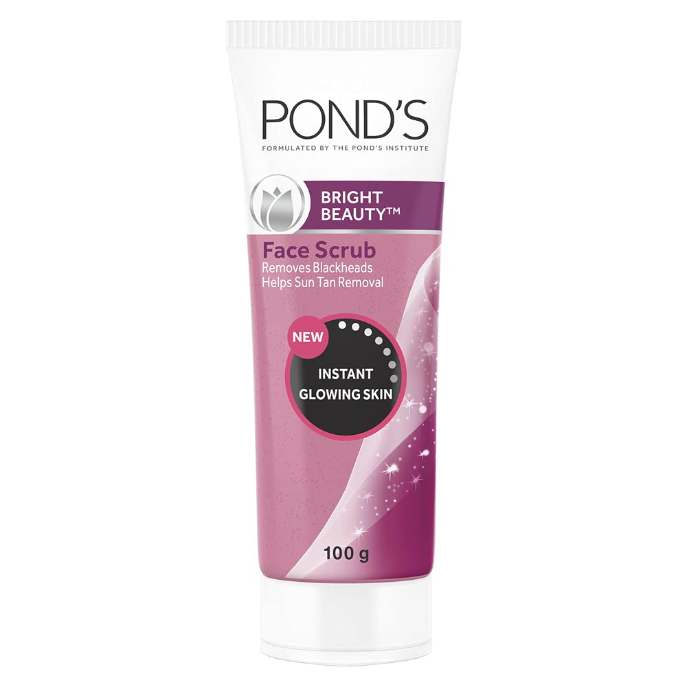 POND'S Bright Beauty Face Scrub - Deep Cleansing & Gentle Exfoliating Gel for Blackhead Removal & Sun Tan Reduction (100g) | Achieve Glowing Skin for Daily Skincare & Post-Sun Care