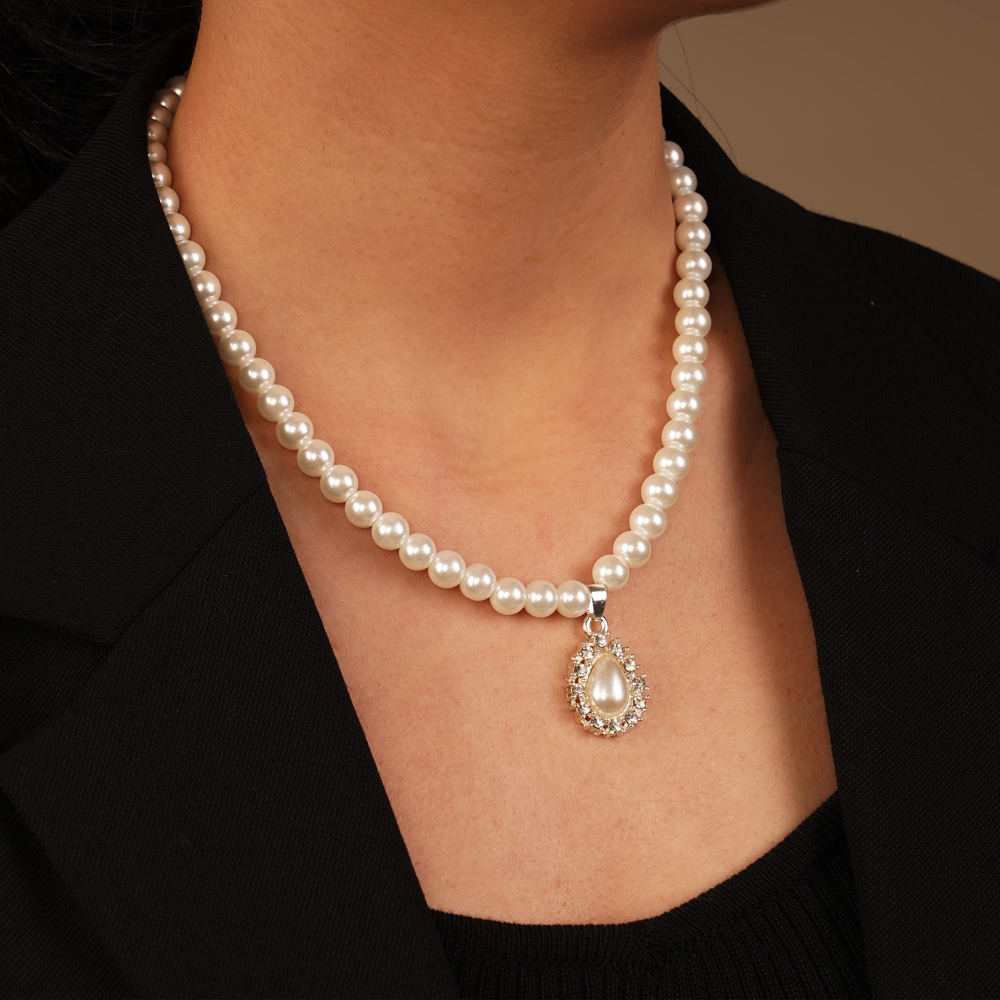 Vintage Pearl Choker Necklace Set - Elegant Gift for Her - Perfect for Weddings & Parties