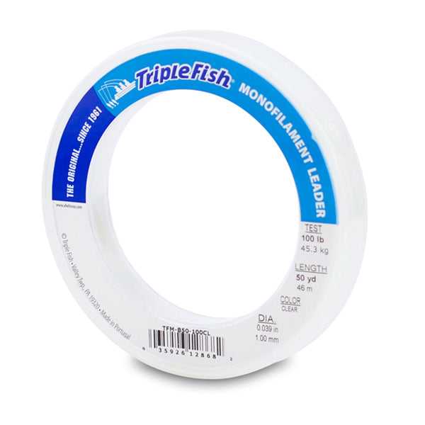 Premium American Fishing Wire - Triple Fish Monofilament Leader Line for Saltwater & Freshwater Fishing - Strong & Invisible Fluorocarbon Leader for Bass, Trout & Offshore Fishing